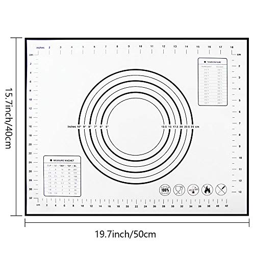 Tapete de Silicona para Hornear Baking Mat,Estera de silicona para hornear,Tapete para Hornear de Silicona con Medidas Adecuados para Hacer Pan y Pasteles en el Hogar (19.6x15.7 Inch)