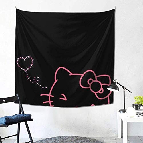 Tapices coloridos y variados hechos a medida, lujoso tapiz de pared atmosférica para colgar en la pared dormitorio decorado sala de estar dormitorio (149 x 59 pulgadas) - imágenes de Hello Kitty (42)