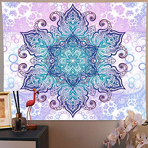 Tapiz de mandala indio para colgar en la pared tapiz psicodélico bohemio colorido tapiz hippie misterioso y estético para dormitorio sala de estar decoración de pared tapiz artístico（Verde）(L)