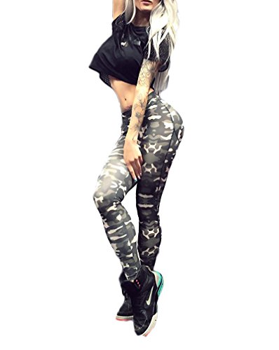 Targogo Leggins Mujer Deportivos Yoga Pantalon Leggins Pirata para Running Fitness Cintura Alta Elásticos Slim Fit Ropa Fiesta Modernas Hippie Moda Camouflage Pantalones Deporte Leggings