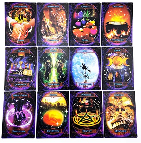 Tarjeta HFSKJWI,Luckyx Witches Sabiduría Oracle Cards Tarot,Fuera de la colección rara de impresión,48 tarjetas innovadora impresionante cubierta
