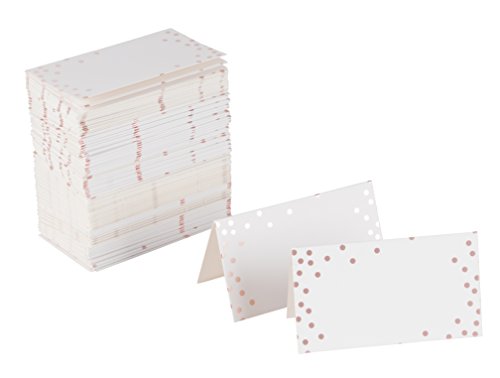 Tarjetas de lugar – 100 unidades de pequeñas tarjetas de tienda de campaña con lunares metálicos, manteles plegables de mesa, perfecto para bodas, banquetes, eventos, plegado 2 x 3,5 pulgadas