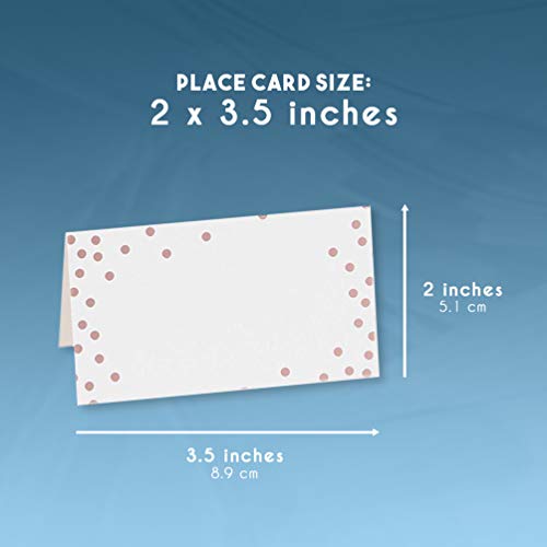 Tarjetas de lugar – 100 unidades de pequeñas tarjetas de tienda de campaña con lunares metálicos, manteles plegables de mesa, perfecto para bodas, banquetes, eventos, plegado 2 x 3,5 pulgadas