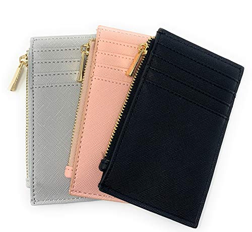 Tarjetero Personalizado para Tarjetas de crédito, con impresión de lámina Dorada metálica y Bonito diseño de corazón, cumpleaños para el día de la Madre (Rosa Suave)