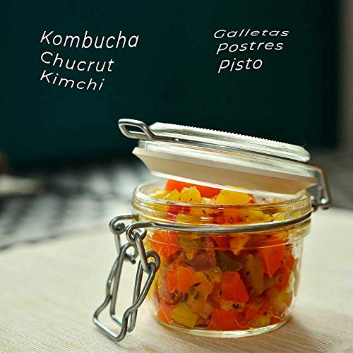 Tarros cristal cocina pack 2 botes con cierre hermetico con tapa bote para alimentos menaje de cocina tarro con cierre manual de aluminio ideal para conservas alimentos kombucha((3000ml))