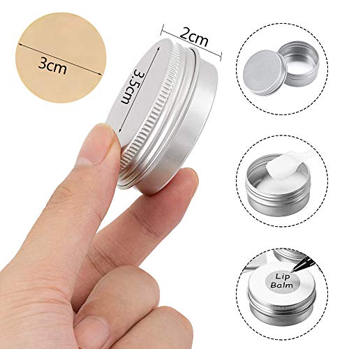 Tarros de Alumini 24pcs Ronda, 5ml Tarros Metálicos Peque, Muestras Tarros Bálsamo Labial, Cosmeticos Latas Vacias, Aceite, Viajes Almacenamiento Vela Jabón Recipiente (10ml)