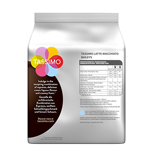 Tassimo - Capsulas de cafe Latte Macchiato Baileys - Paquete de 5 (Total de 80 recipientes, 40 Porciones)
