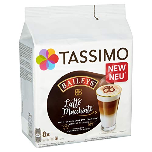 Tassimo - Capsulas de cafe Latte Macchiato Baileys - Paquete de 5 (Total de 80 recipientes, 40 Porciones)