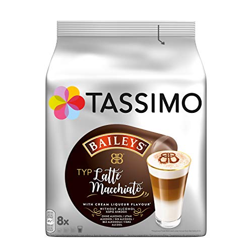 Tassimo - Capsulas de cafe Latte Macchiato Baileys - Paquete de 5 (Total de 80 recipientes, 40 Porciones)