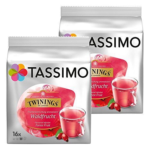 Tassimo Twinings Té de Frutas del Bosque, Paquete de 2, 2 x 16 T-Discs