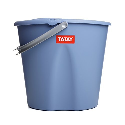 TATAY 1103300 - Cubo de Fregar graduado Ovalado con Escurridor y Asa, Capacidad para 12 Litros, Color Azul, 34 x 28 x 30,5