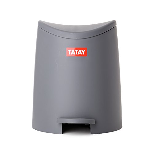 TATAY 4470014 - 3L Pequeño Cubo de baño con Apertura a Pedal, Gris, 19x22.1x0.41 cm