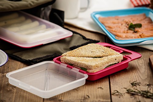 Tatay Porta Contenedor de Alimentos para Sandwich, Libre de BpA, Rosa, 18x14x4.5 cm