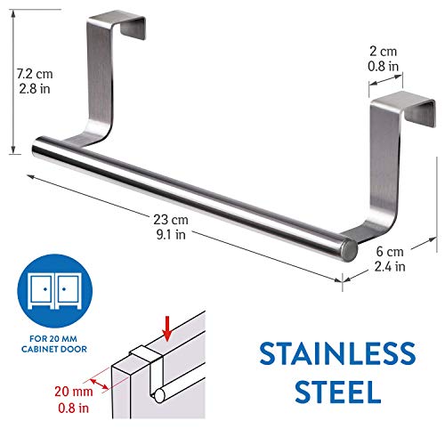 Tatkraft Horizon Toallero para Puertas, Colgador de Paño de Cocina y Baño, Acero Inoxidable