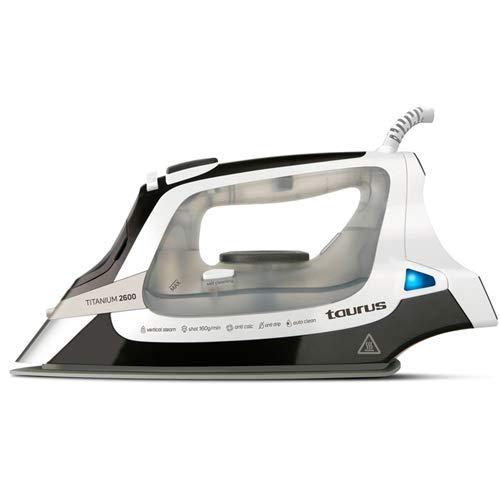 Taurus 918777000 2600-Plancha Vapor, Elimina Virus y bacterias, Suela de Titanium, Ultra Deslizante, 160g/min, antigoteo, Sistema antical y Auto Limpieza, Punta de precisión, Plástico, Multicolor