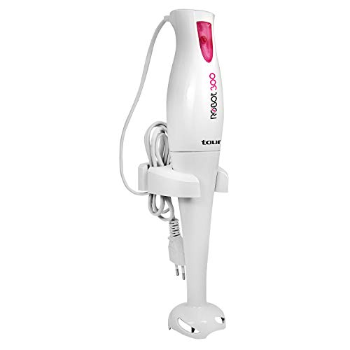 Taurus Robot 300 - Batidora de mano 300W, incluye vaso medidor y soporte para pared, cuchillas de acero inoxidable, turbo rotation system, pie con cierre bayoneta, fácilmente desmontable