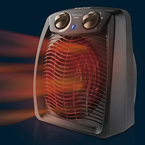 Taurus Tropicano 2400 Calefactor, termoventilador, 2 potencias de calor + ventilador, 2400W, asa de transporte, termostato ajustable, silencioso, diseño negro