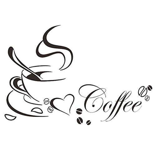 Taza de Café Pegatinas de Pared, 2 piezas de Cocina a Prueba de Agua Tatuajes de Pared Cafe Pared Decoración del Hogar para la Cocina Living Comedor Cafetería y Restaurante (65 * 50 cm)