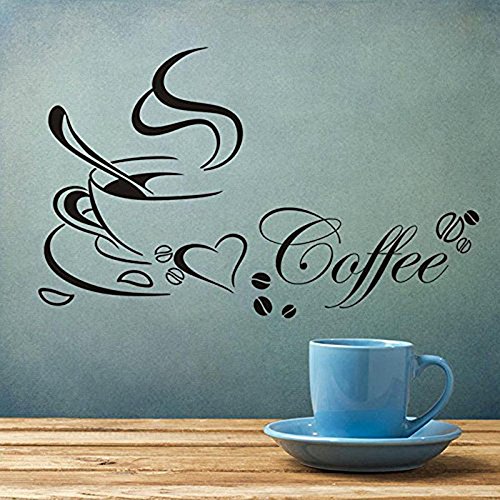 Taza de Café Pegatinas de Pared, 2 piezas de Cocina a Prueba de Agua Tatuajes de Pared Cafe Pared Decoración del Hogar para la Cocina Living Comedor Cafetería y Restaurante (65 * 50 cm)