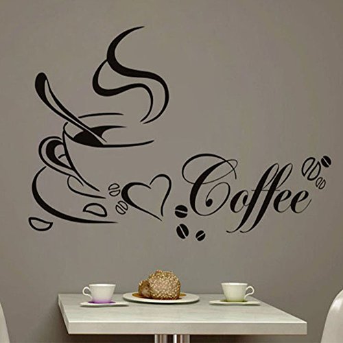 Taza de Café Pegatinas de Pared, 2 piezas de Cocina a Prueba de Agua Tatuajes de Pared Cafe Pared Decoración del Hogar para la Cocina Living Comedor Cafetería y Restaurante (65 * 50 cm)