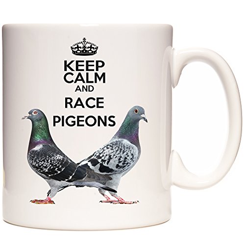 Taza de cerámica con diseño de paloma de 325 ml, Keep Calm and Race Pigeons
