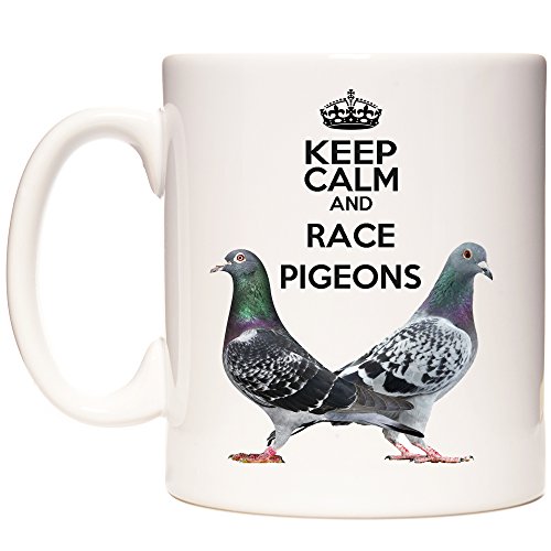 Taza de cerámica con diseño de paloma de 325 ml, Keep Calm and Race Pigeons