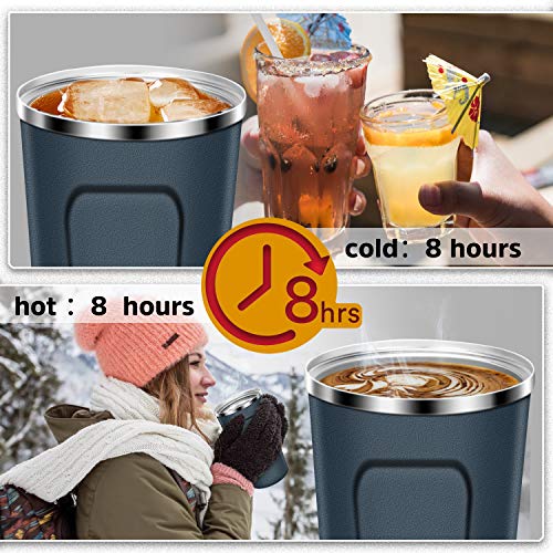 Taza de viaje a prueba de fugas para café o viaje, tamaño grande, reutilizable con tapas, apta para bebidas frías y calientes, tazas de viaje, aislada al vacío, taza térmica a prueba de fugas azul