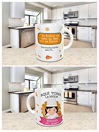Taza Desayuno Aquí Toma la Mejor REPOSTERA del Mundo,Regalo Original,Ceramica 330 ML,Fabricado por KIVIKE.