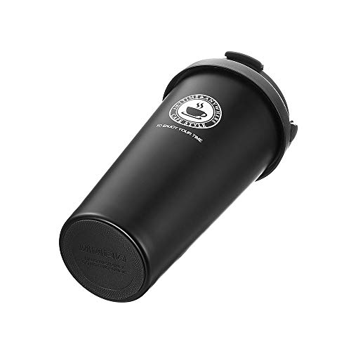 Taza Termo Cafe para Llevar,Taza de Viaje de Acero Inoxidable,Doble Pared y Botella de Agua a Prueba de Fugas para Bebidas frías y Calientes (Black)