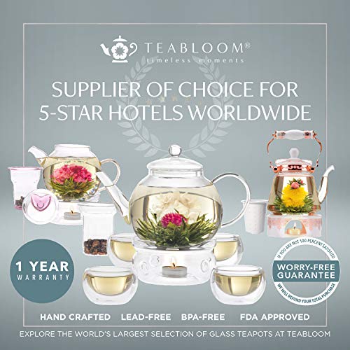 Tazas de Cristal Doble Teabloom – Juego de 4 Tazas Individuales para Té, Café, Expresso, y Más - 150 ml – Colección Clásica de Tazas de Té