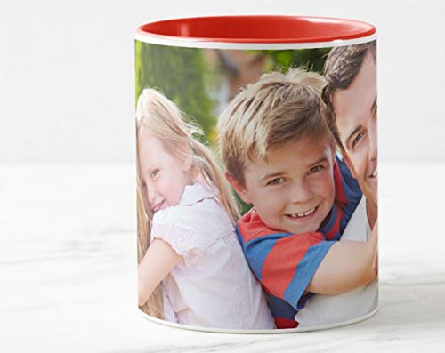 Tazas Personalizadas con el Interior y asa de Color | Diséñalas con Fotos y Texto | Tazas Color: Rojo