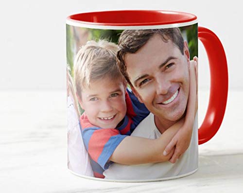 Tazas Personalizadas con el Interior y asa de Color | Diséñalas con Fotos y Texto | Tazas Color: Rojo