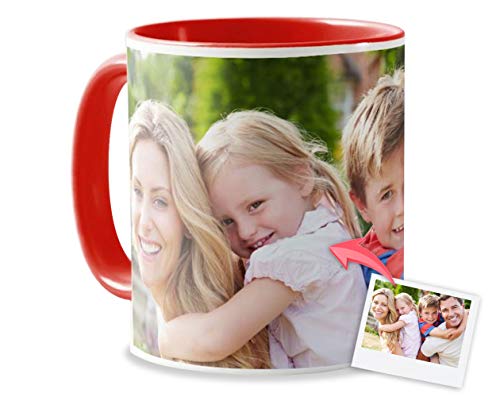 Tazas Personalizadas con el Interior y asa de Color | Diséñalas con Fotos y Texto | Tazas Color: Rojo