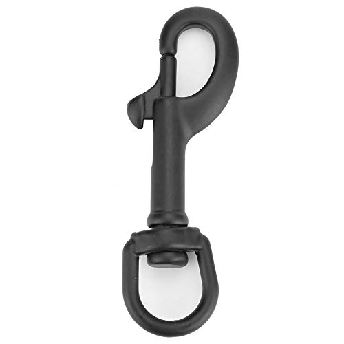 Tbest Gancho de Buceo de Acero Inoxidable con Clip de Doble Perno de Doble Terminación Broche de Presión Ojo Giratorio Gancho de Tornillo de Broche de Buceo Gancho de Seguridad para Buceo(75mm-Negro)