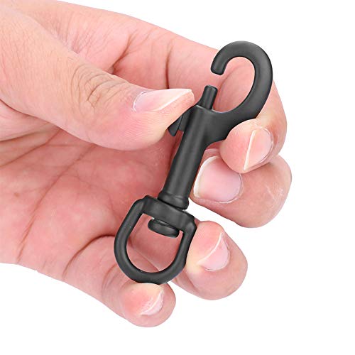 Tbest Gancho de Buceo de Acero Inoxidable con Clip de Doble Perno de Doble Terminación Broche de Presión Ojo Giratorio Gancho de Tornillo de Broche de Buceo Gancho de Seguridad para Buceo(75mm-Negro)