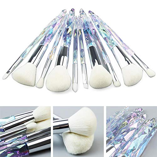 Teabelle 10pcs / Set Brochas de Maquillaje Diamante Unicornio Pincel de Cristal Pinceles Maquillaje Herramienta Cosmética Verde Oscuro