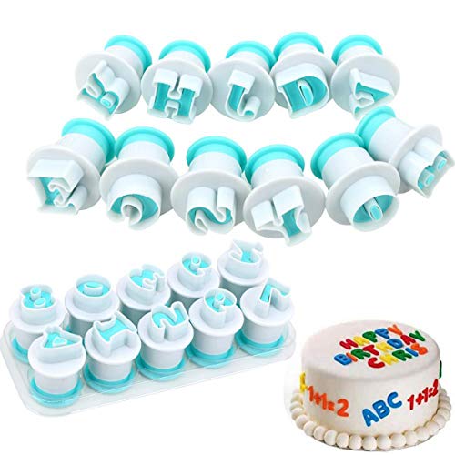 Techson - Juego de 26 moldes cortadores de galletas, diseño de letras mayúsculas, mini alfabeto de plástico para fondant, galletas, juego de accesorios para hornear