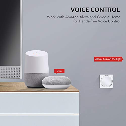 TECKIN Interruptores Inteligentes de pared,compatibles con Alexa,Google Home, Interruptores WiFi Inteligentes con control remoto y de voz,Ajuste del Temporizador, No Se Sequiere Hub.