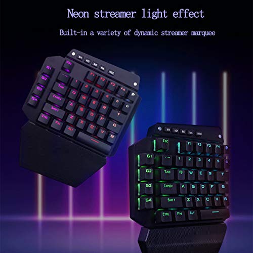 Teclado Mecánico para Juegos con Una Sola Mano Luz De Fondo RGB, Diseño Ergonómico, Eje Verde, Eje Rojo, Eje Negro, Eje De Té, Eje Conmutable De Tecla Completa,Black Shaft