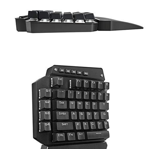 Teclado Mecánico para Juegos con Una Sola Mano Luz De Fondo RGB, Diseño Ergonómico, Eje Verde, Eje Rojo, Eje Negro, Eje De Té, Eje Conmutable De Tecla Completa,Black Shaft