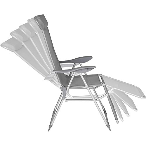 TecTake 2X Sillón de Aluminio Plegable de Jardin | Respaldo y Parte de los pies Ajustable en 5 Posiciones | (Largo x Ancho x Alto): Aprox. 146,5 x 59 x 117,5 cm