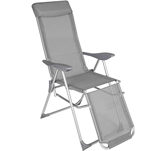 TecTake 2X Sillón de Aluminio Plegable de Jardin | Respaldo y Parte de los pies Ajustable en 5 Posiciones | (Largo x Ancho x Alto): Aprox. 146,5 x 59 x 117,5 cm