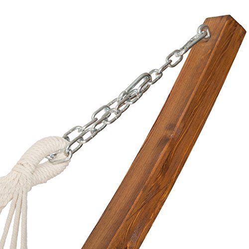 TecTake 401995 - Hamaca XXL 2 Personas con Soporte de Madera Robusto, 415x150x124cm, Tumbona: 205x150cm, hasta 200 kg