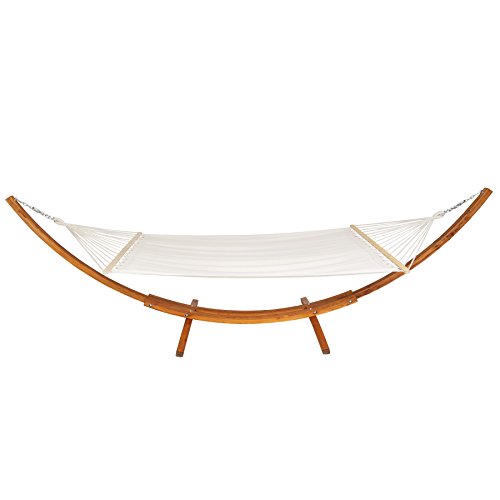 TecTake 401995 - Hamaca XXL 2 Personas con Soporte de Madera Robusto, 415x150x124cm, Tumbona: 205x150cm, hasta 200 kg