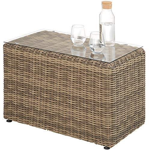 TecTake 800694 Sillón Doble de Ratán Aluminio, Muebles de Jardín, con Mesa, Multifunción, Combinación Versátil, Incl. Cojines (Natural | No. 403168)