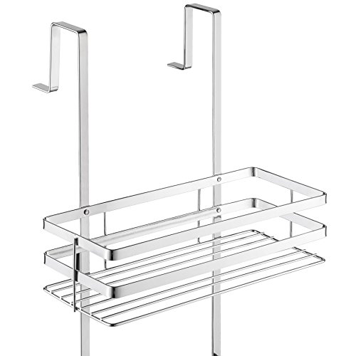 TecTake Estantería de ducha, estantería de baño, estantería suspendida de 3 pisos, bandeja de ducha, cesta de ducha sin orificios y de acero inoxidable