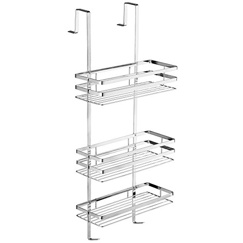 TecTake Estantería de ducha, estantería de baño, estantería suspendida de 3 pisos, bandeja de ducha, cesta de ducha sin orificios y de acero inoxidable