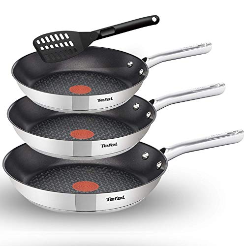 Tefal a704s3 Duetto antiha ftbesch ichtetes – Juego de sartenes, Acero Inoxidable, Acero Inoxidable/Negro, 29,5 x 10 x 47 cm, 3 Unidades