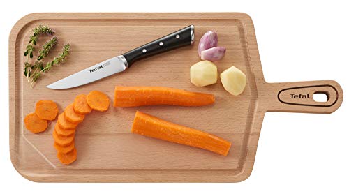 Tefal Ingenio Ice Cuchillo pelador, acero cepillado, cuchillo de una sola pieza, mango remachado, negro, 9 cm