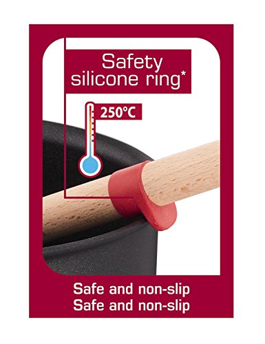 Tefal Ingenio Wood Espátula de madera con lengua de silicona, materiales naturales, sin conductividad térmica, no daña sartenes ni ollas, anillo de silicona para apoyar, madera FSC